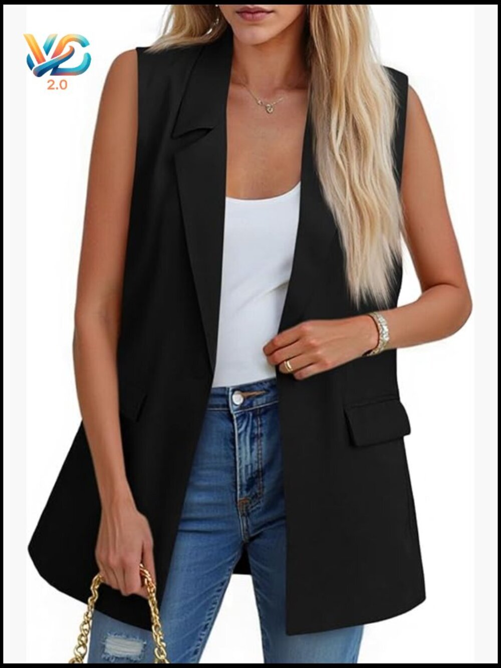Sleeveless Blazer Vest Casual Open Front Single Button Lightweight Summer Jacket